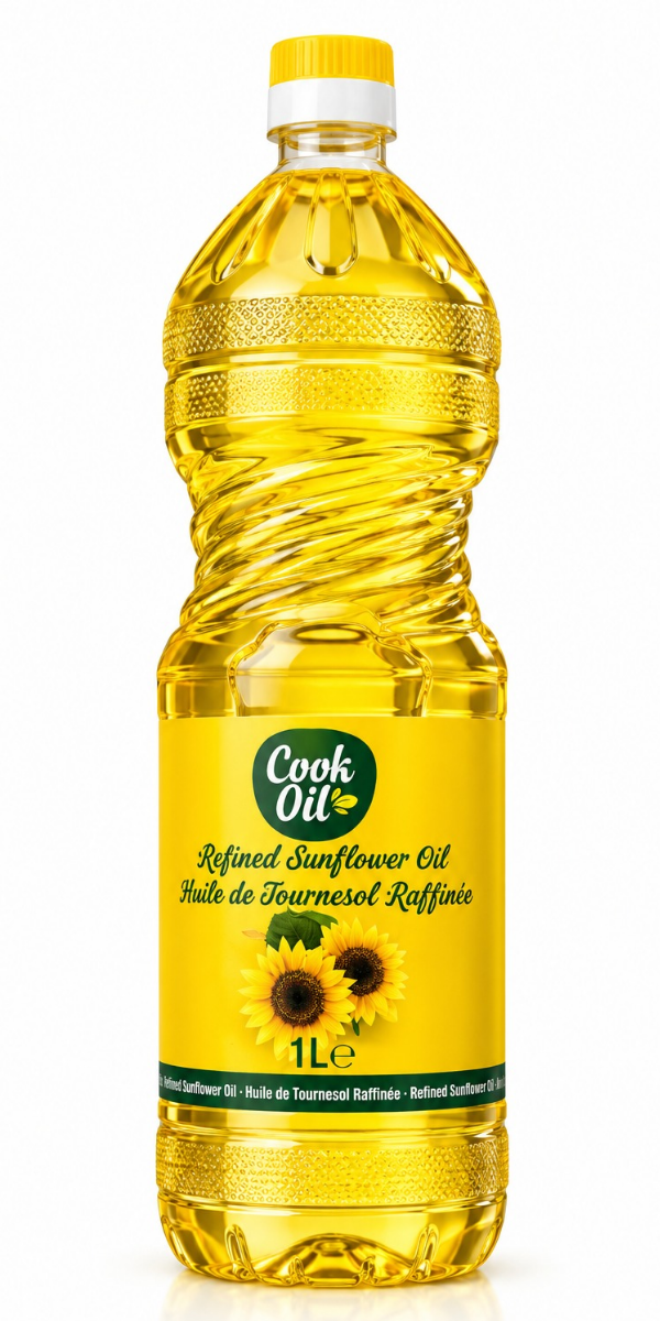 Cook Oil – Huile de tournesol raffinée-1 L Cook Oil – Huile de tournesol raffinée – Bouteille PET 1L – Image 1